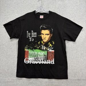Vintage Elvis Presley Graceland T Shirt Men Large* Black USA Single Stitch Hanes
